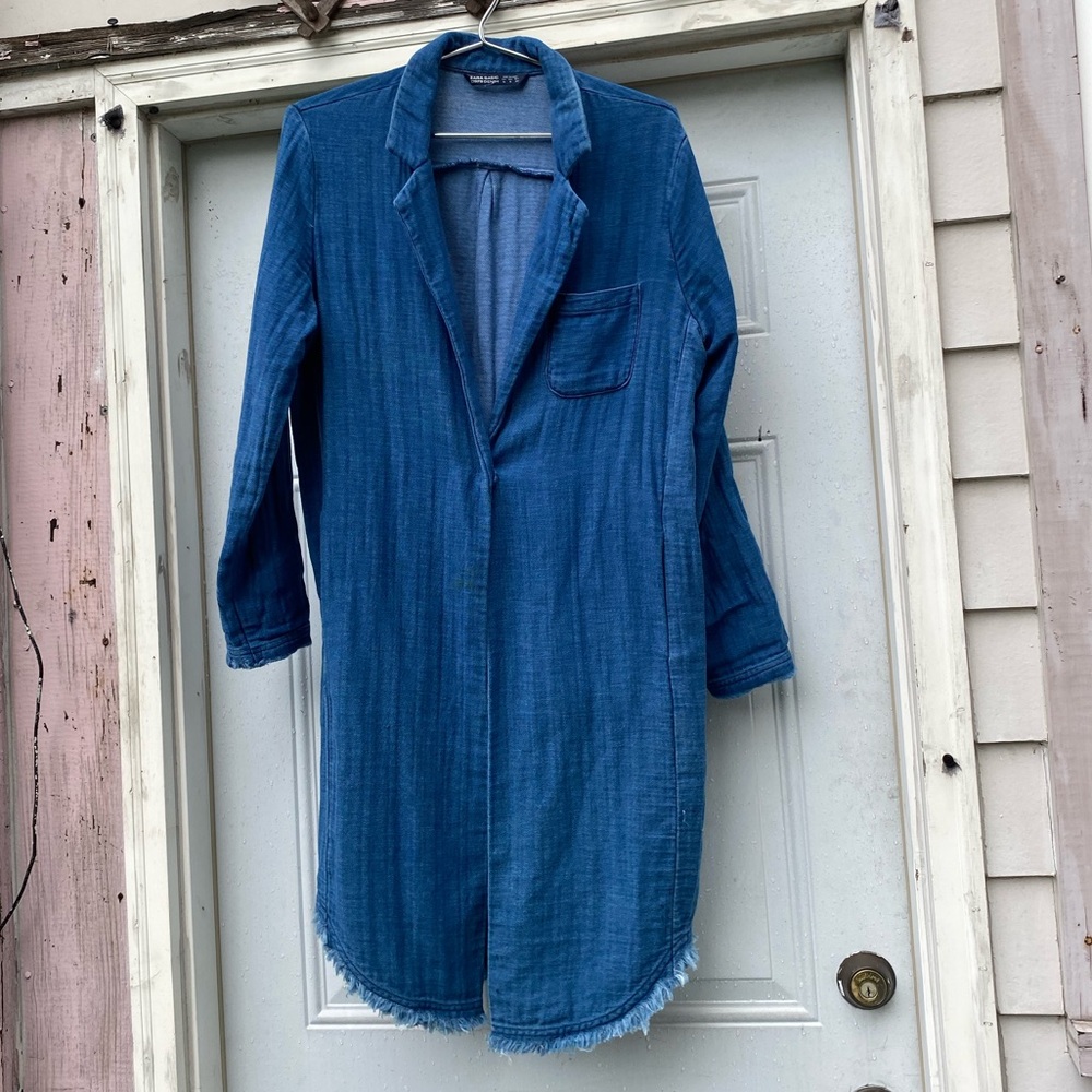 Zara Basic Oversized Denim Shirt Dress Jean Jacket